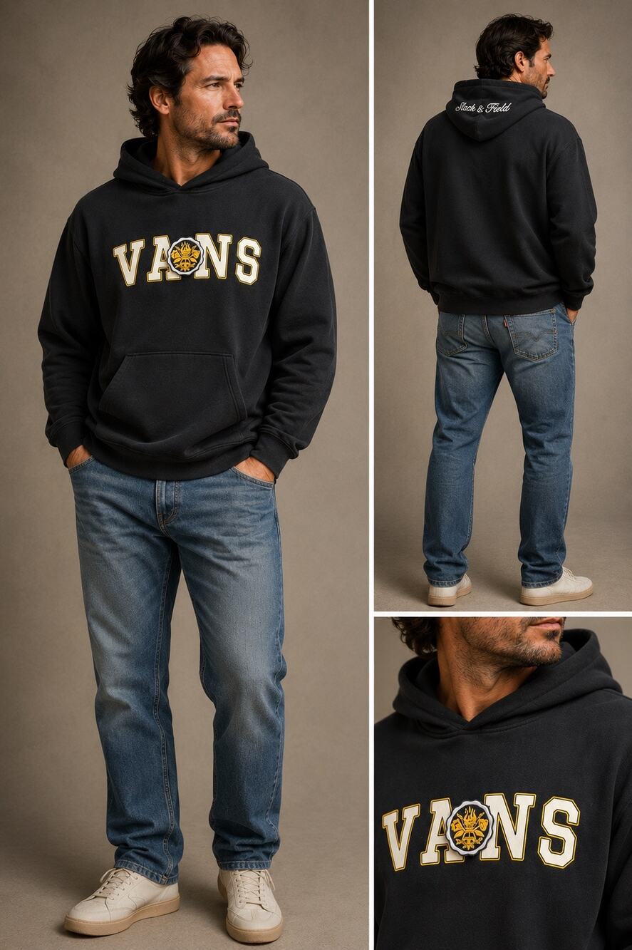 Vans Black Pullover Hoodie Men’s M Spell Out Graphic Skate Casual Sweatshirt